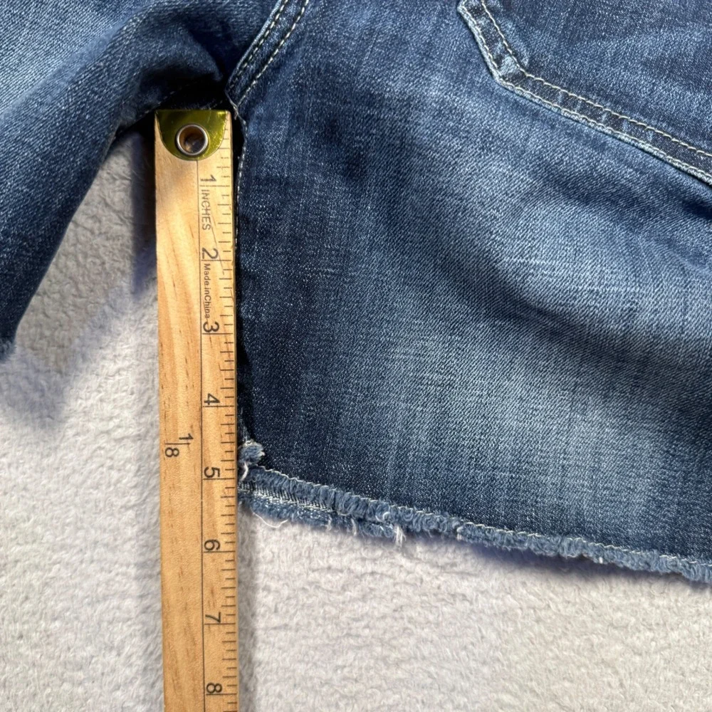 Y2K Rock & Republic Low Rise‎ Denim Jean Shorts Womens 2 Dark Wash Frayed Hem